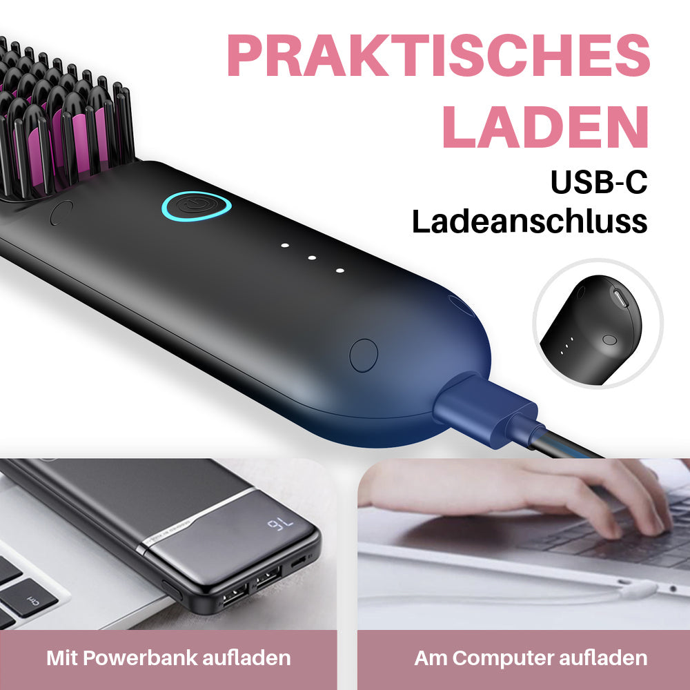 Eloura Tragbare Bürste – Glätten, Locken, Trocknen